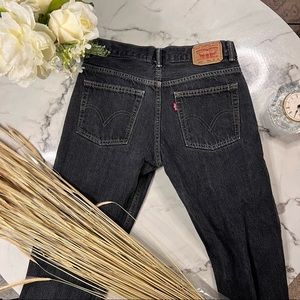 Levi Straight Leg Black Washed Jeans 505